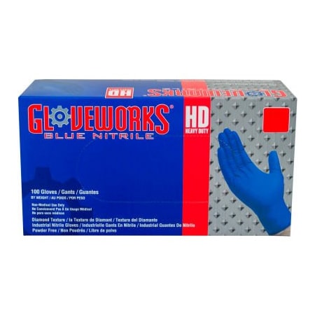 Ammex Disposable Gloves, 6 mil Palm, Nitrile, Powder-Free, L, Royal Blue GWRBN46100